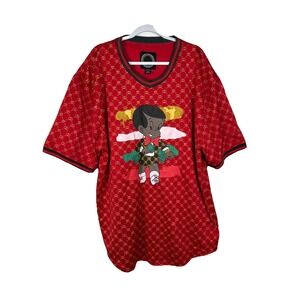 Black Richie Rich Hip Hop Red Shirt Jersey Gold Diamonds‎ Jersey Mens Size 4XL